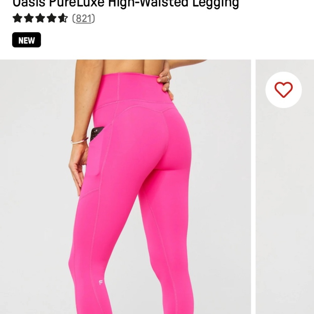Fabletics LIGHT Pink High-Waisted Oasis PureLuxe Leggings with Pockets